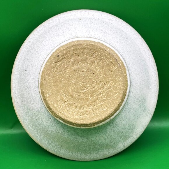 VTG Signed Studio Pottery Candle Dish 2000 Blue Floral Hand Painted Stoneware - Picture 6 of 11